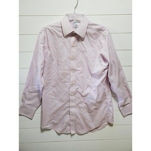 Brooks Bros mens size 15.5 neck long sleeve button up white blue red check shirt